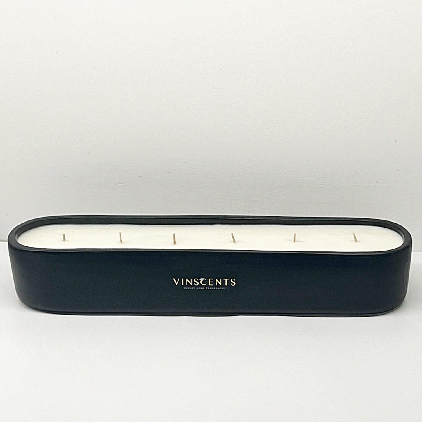 Matte Black Elongated Ceramic Candle