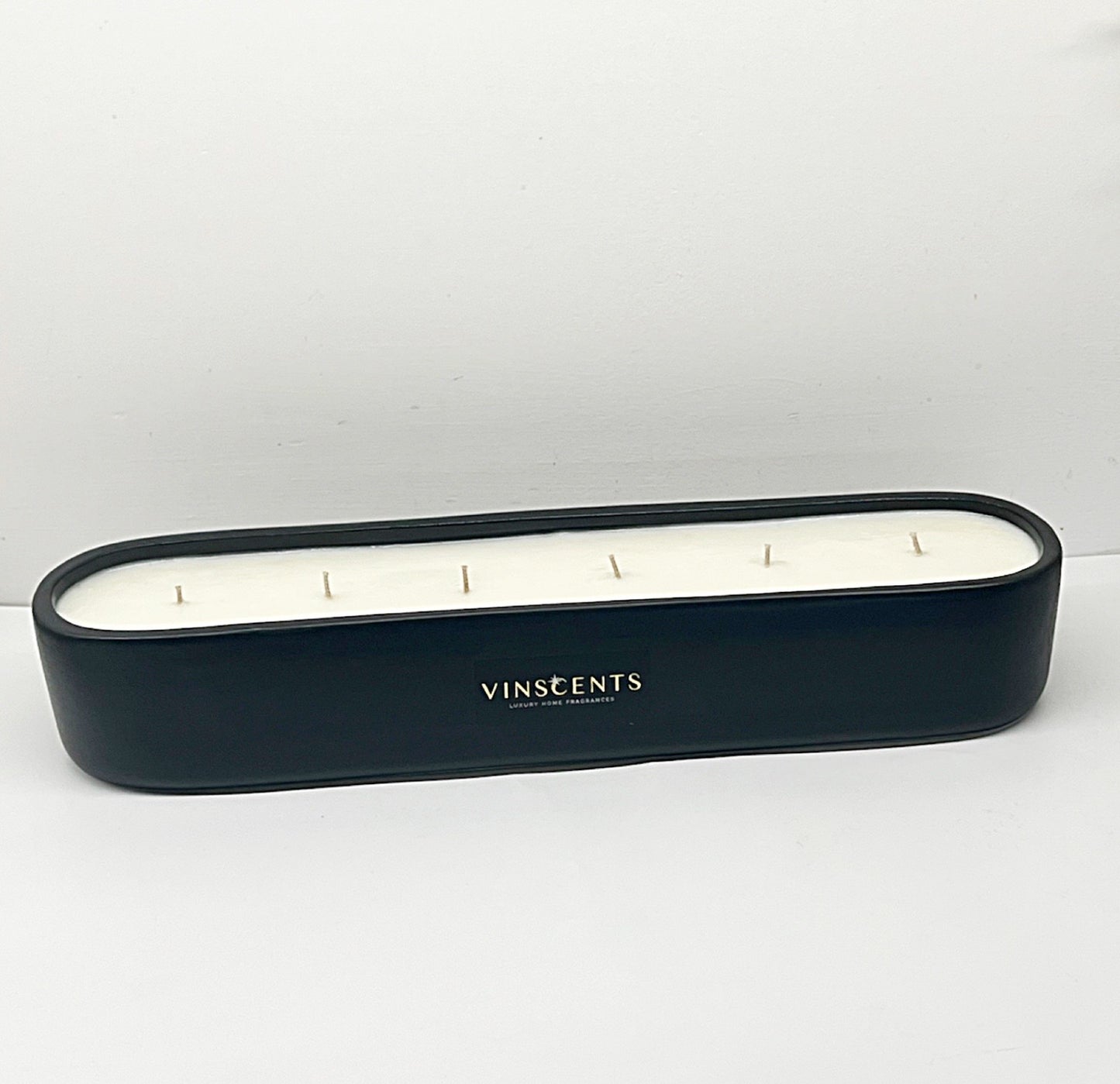Matte Black Elongated Ceramic Candle