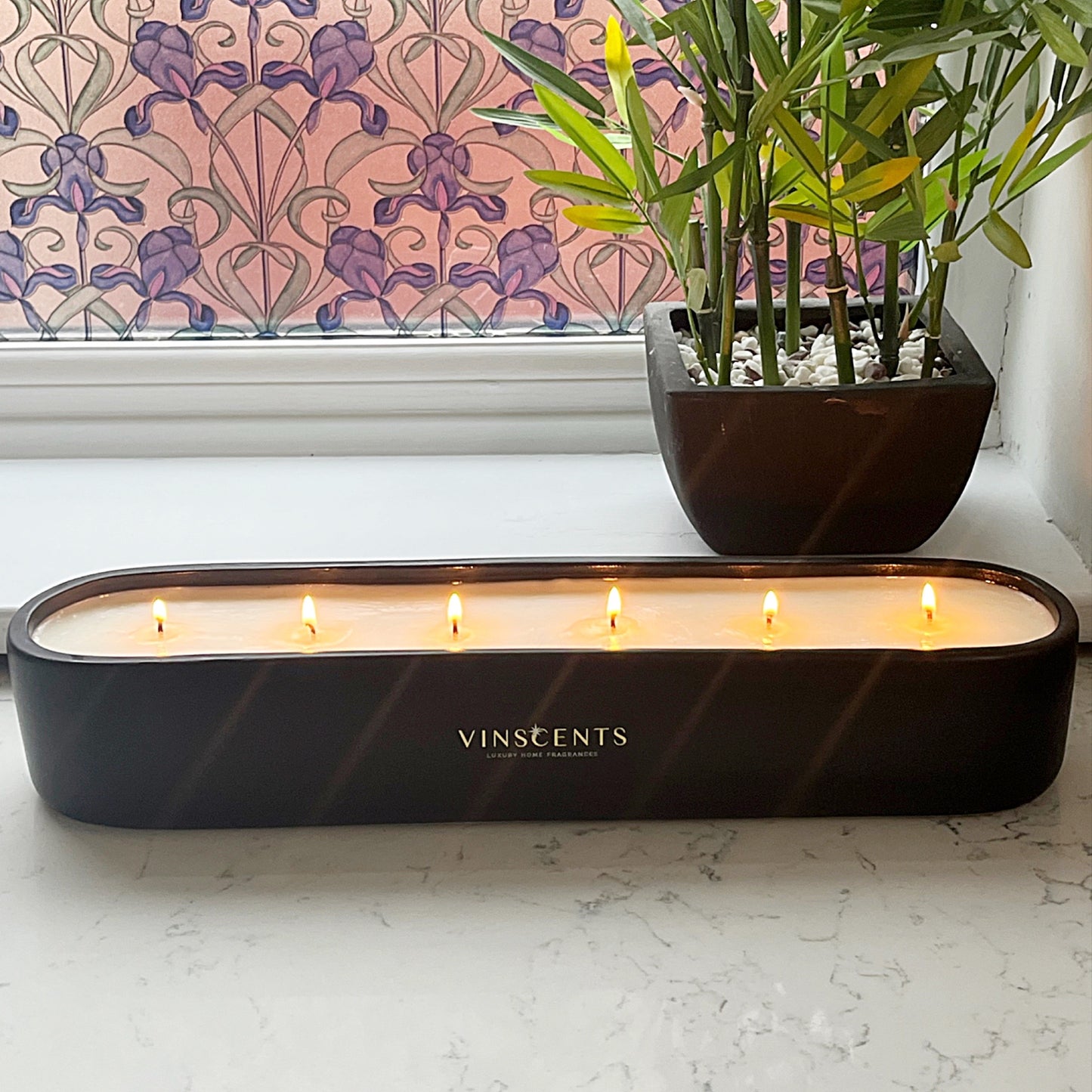 Matte Black Elongated Ceramic Candle