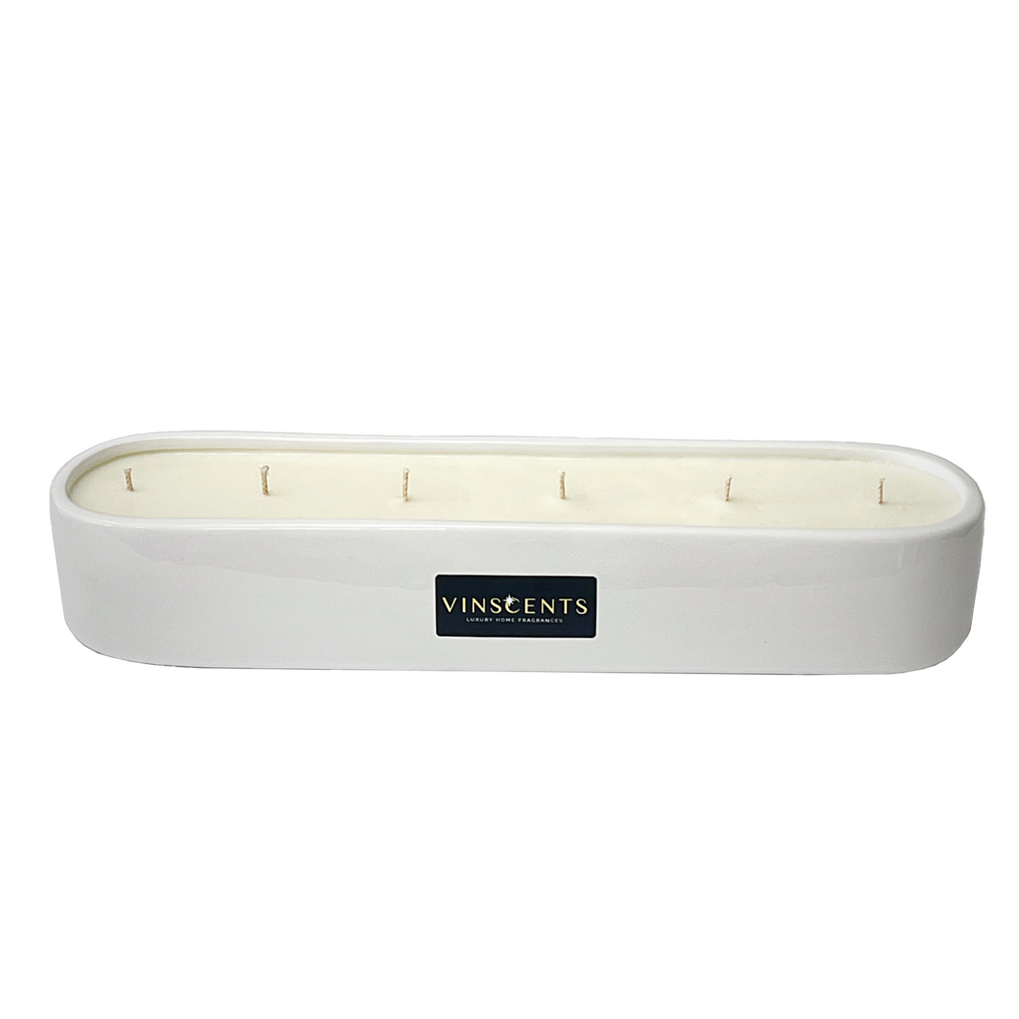 Matte White Elongated Ceramic Candle