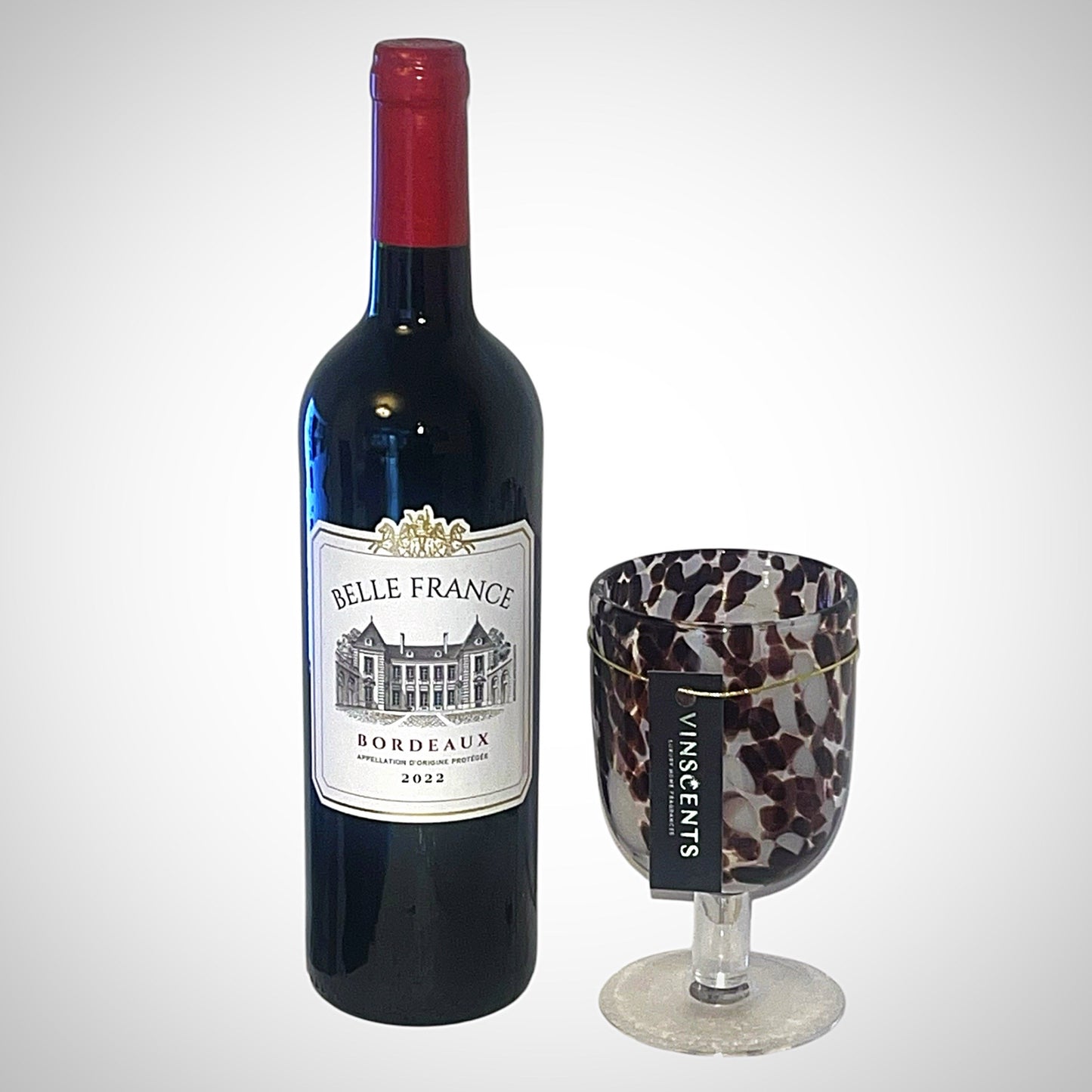 Red Fleck Candle & Wine Glass Gift Set