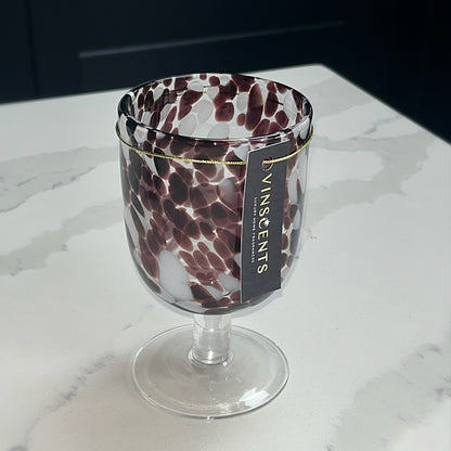 Red Fleck Candle & Wine Glass Gift Set